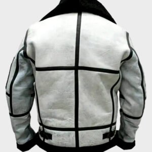 aviator b3 flight white bomber leather jacket