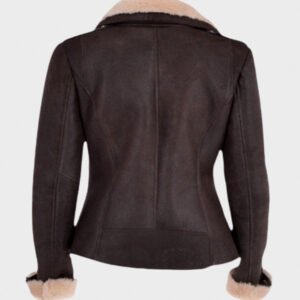 aviator brown shearling women bomber jacket