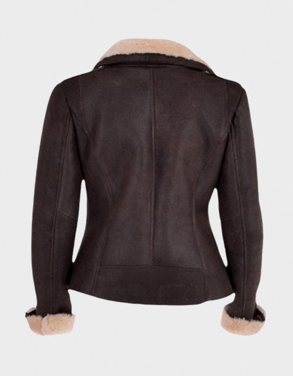 aviator brown shearling women bomber jacket