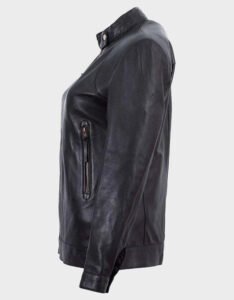 Black Biker Leather Jacket - Image 6