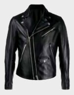 Black Biker Double-Zip Motorcycle Leather Jacket | The Fitted Jackets