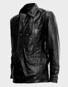 Black Leather Reefer Coat