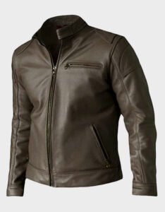 Mens Biker Leather Jacket Red - Image 4