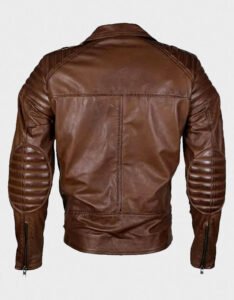 Brown Motorcycle Leather Jacket - Image 2