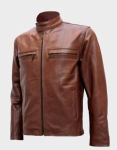 Brown Cafe Racer Leather Jacket