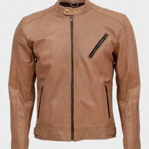 Brown Leather Biker Jacket Mens