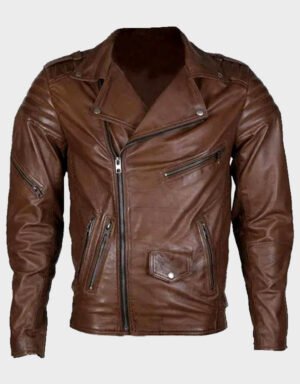 Brown Motorcycle Leather Jacket | The Fitted Jackets