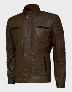 Brown Quilted Leather Jacket