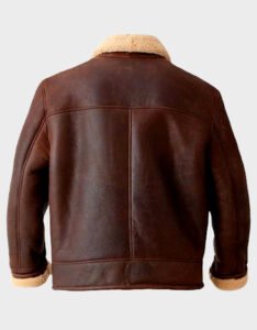 Men’s Brown Shearling Aviator Leather Jacket - Image 2