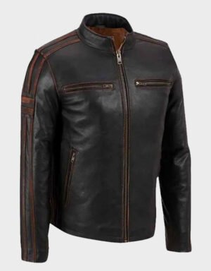 Brown Stripe Cafe Racer Jacket | The Fitted Jackets
