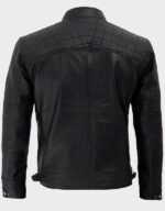 Mens Black Cafe Racer Leather Jacket - Image 2