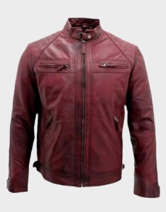 Cafe Racer Burgundy Leather Jacket