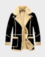 Fur Shearling Sheepskin Black Leather Coat | The Fitted Jackets