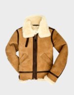 Flight Brown Shearling Suede Leather Jacket