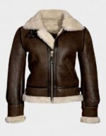 Fur Distressed Brown Leather Jacket