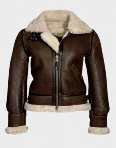 Fur Distressed Brown Leather Jacket