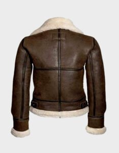 Fur Distressed Brown Leather Jacket - Image 2