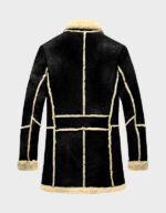 Fur Shearling Sheepskin Black Leather Coat - Image 2