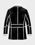 Fur Shearling Sheepskin Black Leather Coat - Image 4