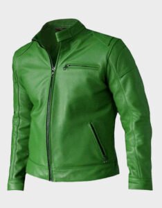 Mens Biker Leather Jacket Red - Image 3