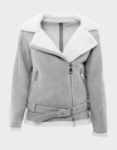Grey Suede Shearling Leather Jacket