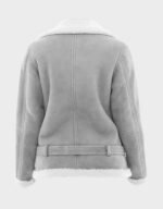 Grey Suede Shearling Leather Jacket - Image 2