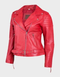 Womens Leather Motorcycle Jacket - Image 6