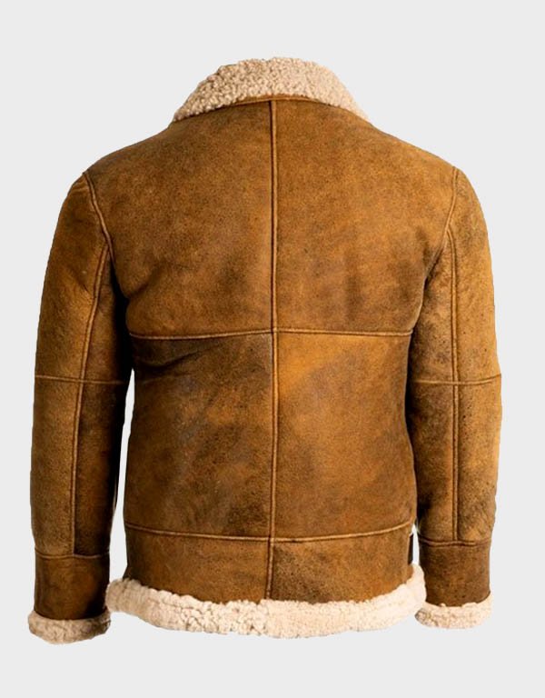 mens aviator b3 brown sheepskin shearling leather jacket