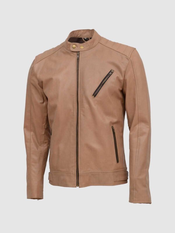 Brown Leather Biker Jacket Mens