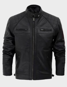 Mens Black Cafe Racer Leather Jacket