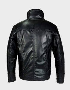 Black Classic Leather Jacket - Image 2