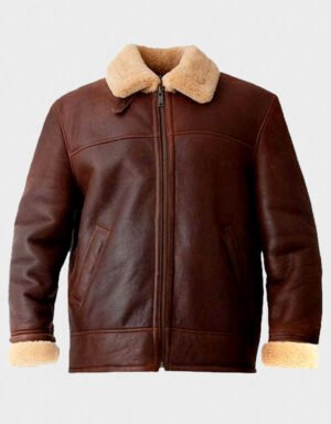 Men’s Brown Shearling Aviator Leather Jacket | The Fitted Jackets