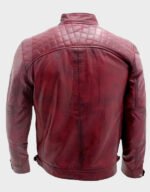 Cafe Racer Burgundy Leather Jacket - Image 2