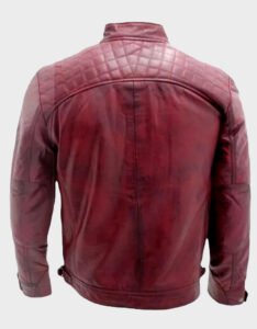 Cafe Racer Burgundy Leather Jacket - Image 2