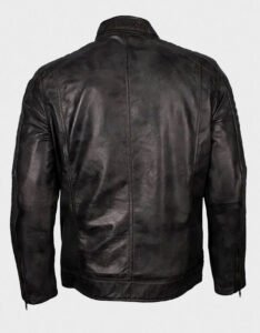 Cafe Racer Grey Waxed Leather Jacket - Image 2