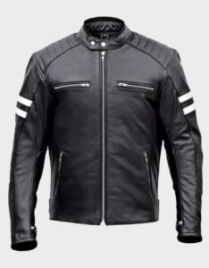 Mens Classic Black Leather Motorcycle Jacket