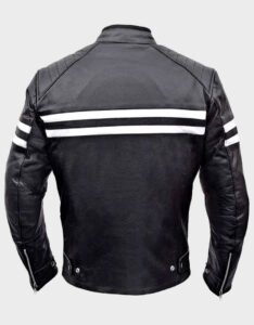 Mens Classic Black Leather Motorcycle Jacket - Image 2