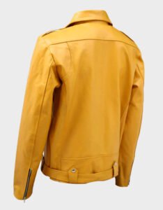 Men's Yellow Leather Jacket | Mens Yellow Biker Jacket