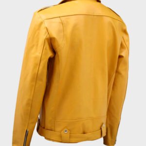 Men's Yellow Leather Jacket | Mens Yellow Biker Jacket