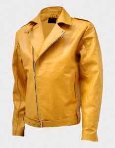 Men's Yellow Leather Jacket | Mens Yellow Biker Jacket