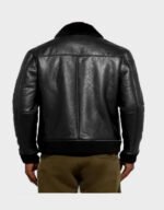Trimmed Black Leather Jacket - Image 2
