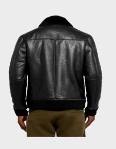 Trimmed Black Leather Jacket - Image 2