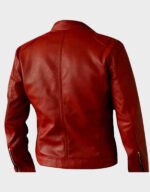 Mens Biker Leather Jacket Red - Image 2