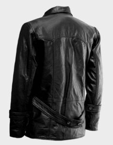 Black Leather Reefer Coat - Image 2