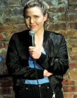 Taylor Tomlinson Black Bomber Jacket | The Fitted Jackets