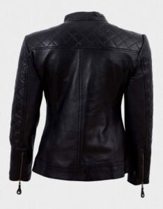 Womens Cafe Racer Leather Jacket - Image 2