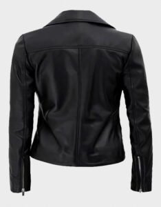 Women’s Motorcycle Black Leather Jacket - Image 2