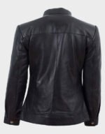 Black Biker Leather Jacket - Image 4