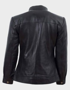 Black Biker Leather Jacket - Image 4
