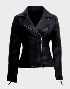 Black Leather Biker Jacket - Image 2